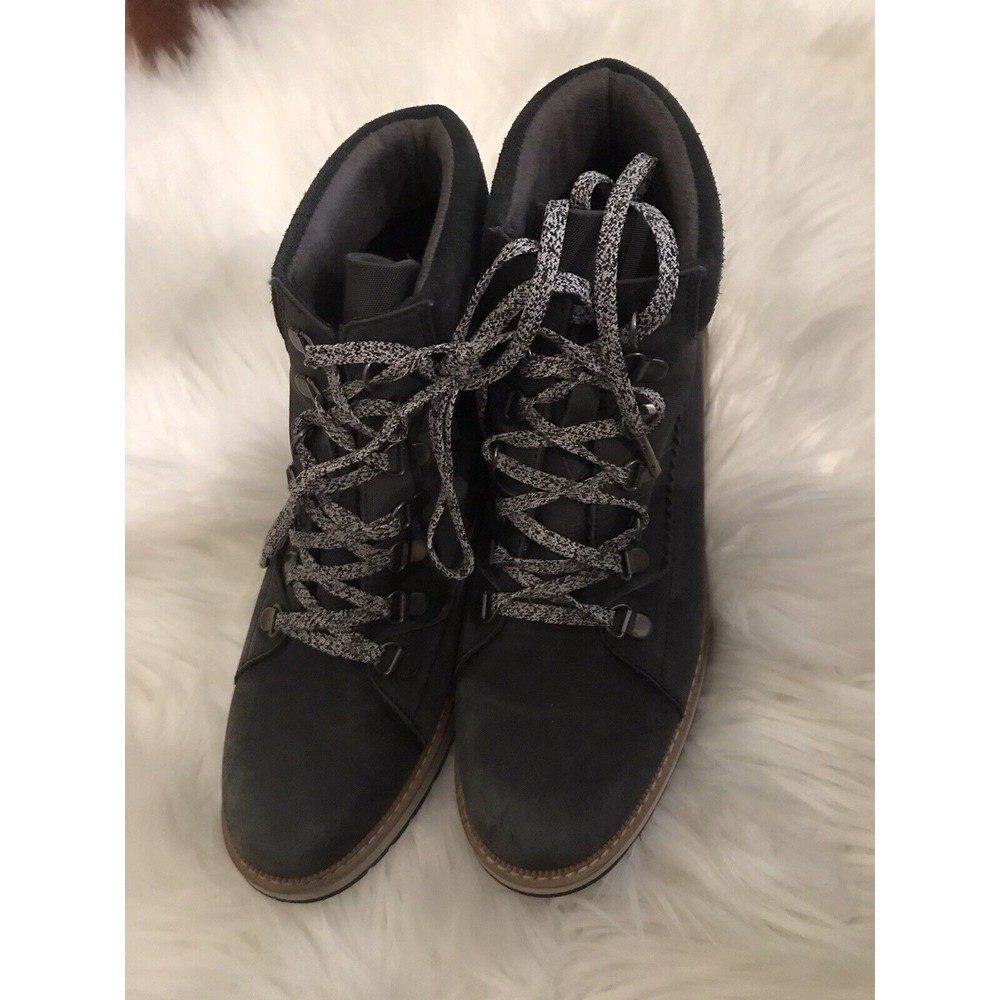 TOMS Womens Black Padded Waterproof Mesa Round Toe Wedge Lace-Up Booties 9